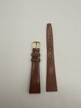 16mm KREISLER Genuine Lizard Tan NOS Vintage Watch Band & Gold Buckle
